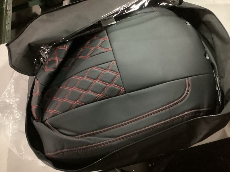 Condition photo showing Good Condition for Huidasource Seat Covers for Nissan Titan/Titan XD 2016-2024, Full Coverage Waterproof Seat Covers for Titan SV PRO-4X SL Platinum Reserve Crew Cab Pickup Leather Car Seat Covers (Fullset/Black&Red) Full Set/Black & Red Full Set