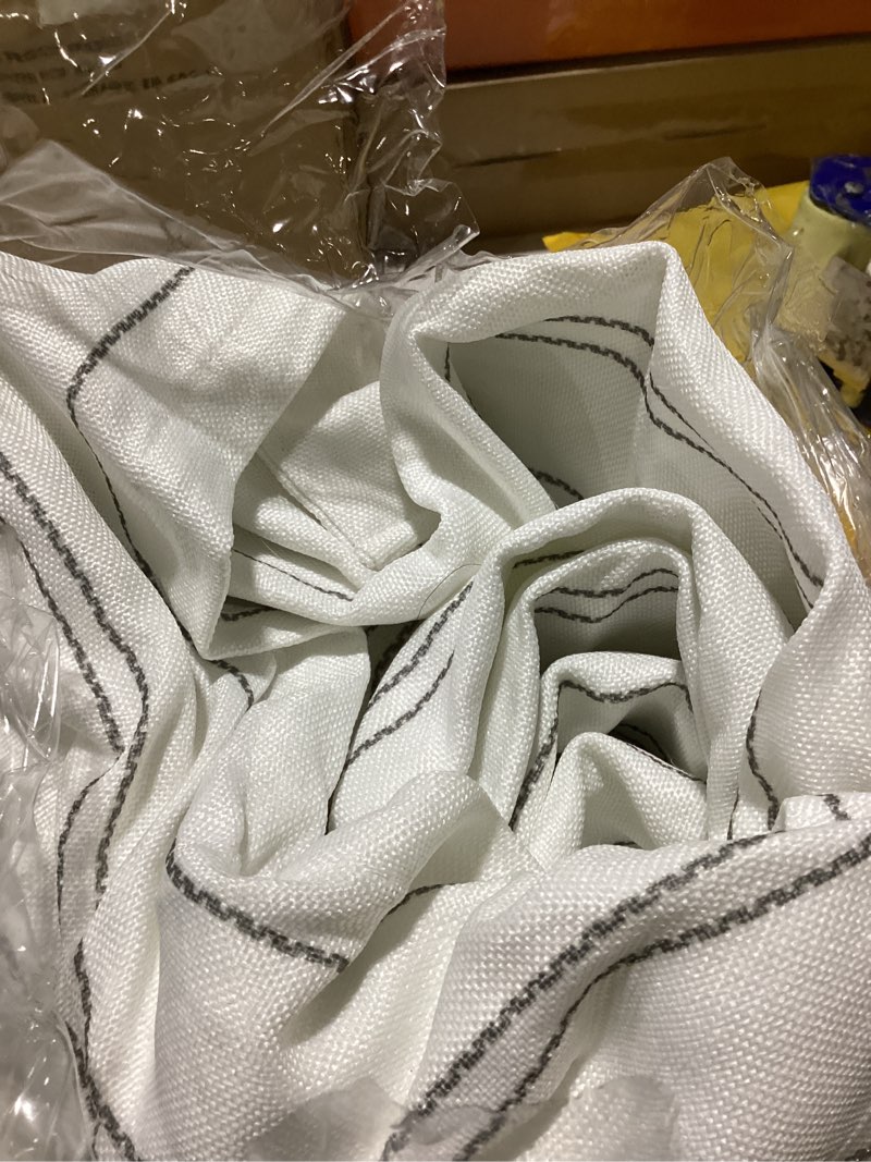 Condition photo showing Good Condition for jinchan white curtains 96 inch grey striped drapes back tab 2 panels set | pinstripe, light filtering, modern, privacy, ticking stripe, linen look, living room, bedroom, window treatment, rod pocket 50"w x 96"l (pack of 2) chalk striped | grey
