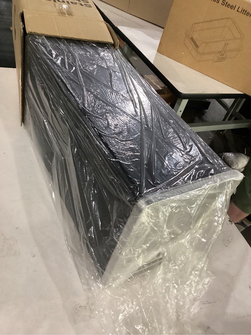 Condition photo showing New/Like New for beamnova trash can indoor outdoor black stainless steel commercial garbage can industrial garbage enclosure inside cabinet with lid waste container, black, 31 * 25 * 61 cm / 12.2 * 9.8 * 24 in black 12.2 * 9.8 * 24 in