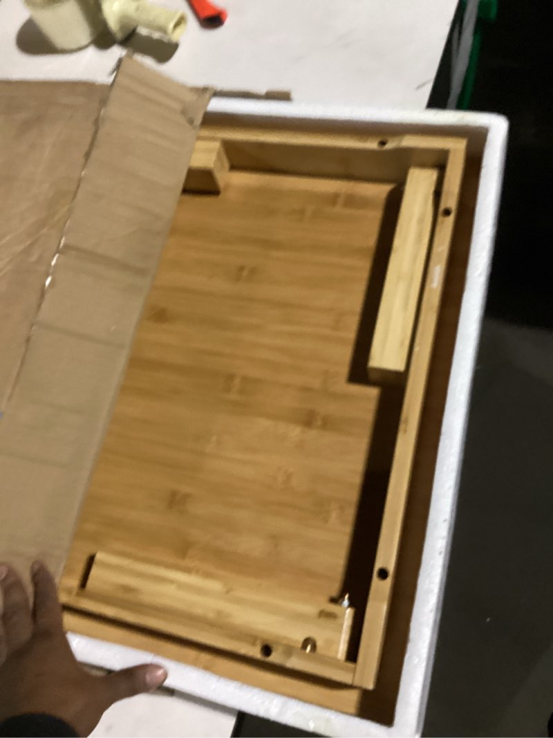 Condition photo showing As Is for SH-tables Folding Japanese-Style Household Square Bamboo Low Table, Computer Desk, Multi-Function, Various Sizes (Size : 60×60×27cm