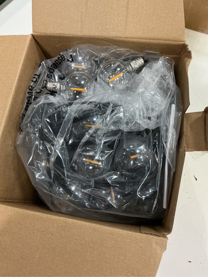 Condition photo showing Good Condition for brightown outdoor string lights 69 feet g40 globe patio lights with 32 edison shatterproof bulbs(2 spare), waterproof connectable hanging christmas light for backyard porch balcony party xmas decor black 69ft