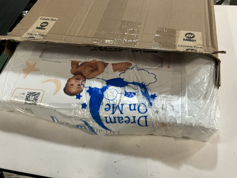 Condition photo showing Good Condition for dream on me holly 3” mini/portable crib mattress, greenguard gold & bsa certified, fits portable & mini cribs, lightweight fiber core, waterproof vinyl cover (38"x24"x3")