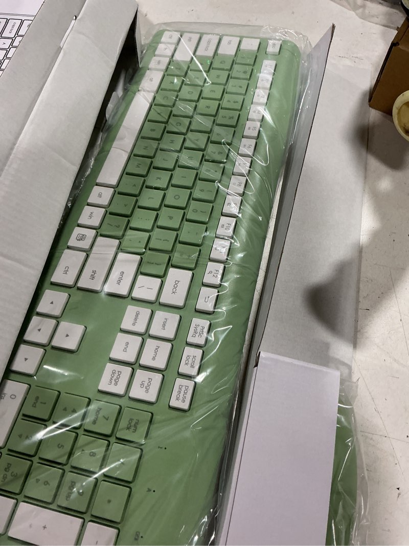 Condition photo showing Good Condition for wireless keyboard and mouse combo, full-size silent ergonomic keyboard and optical mouse, long battery life, 2.4g lag-free mice keyboard for computer,mac,laptop,pc,windows(avocado green)