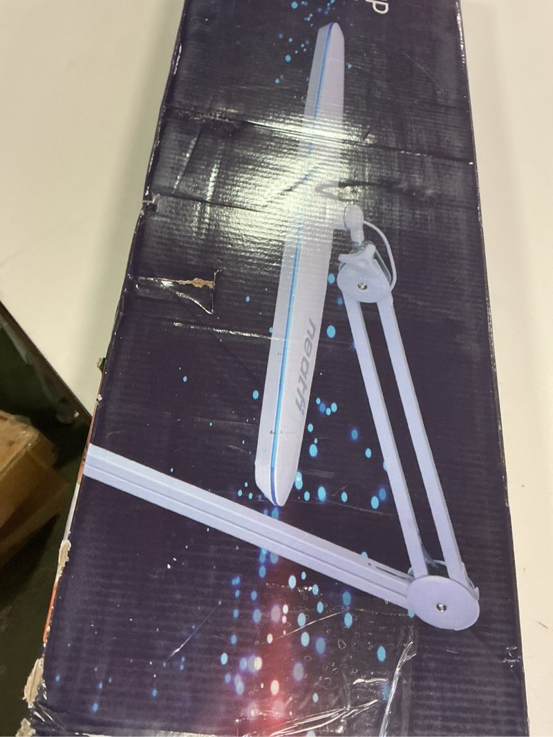 Condition photo showing New/Like New for Neatfi XL 2,200 Lumens LED Desk Lamp, 23 Inch, 24W, Adjustable Arm, Dimmable, Eye Caring, Nail Light for Home, Office, and Study Room (Non-CCT with Clamp, White with Pink Ring)