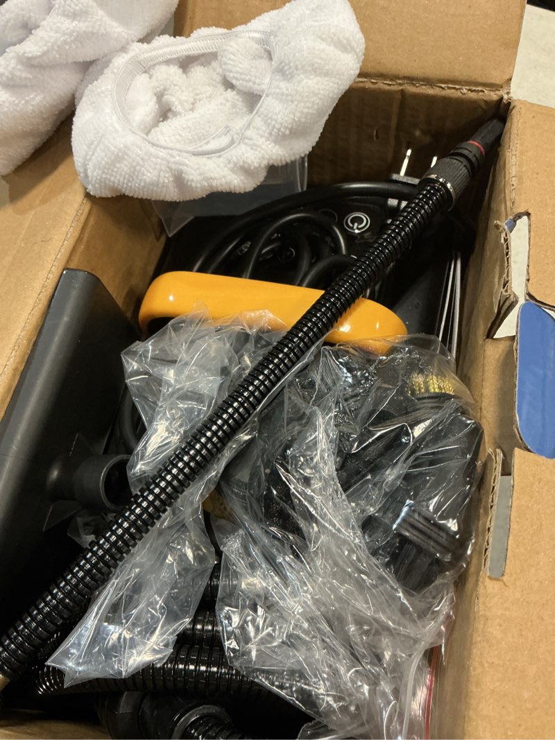 Condition photo showing Good Condition for 10s fast heating heavy duty steam cleaner 7 adjustable levels, 1.6 quarts tank, continuous spray, natural deep cleaner, portable handheld steamer with 15 accessories for home, car, tile (yellow)