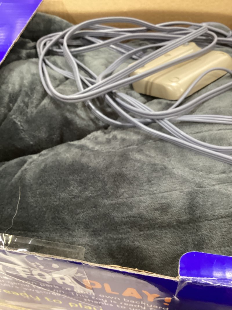 Condition photo showing As Is for Westinghouse Electric Blanket Full, Heated Blanket Full Size with 10 Heating Levels and 1 to 12 Hours Heating Time Settings, Flannel to Sherpa Reversible, Machine Washable (80" x 84", Charcoal) Charcoal Full 80"x84"