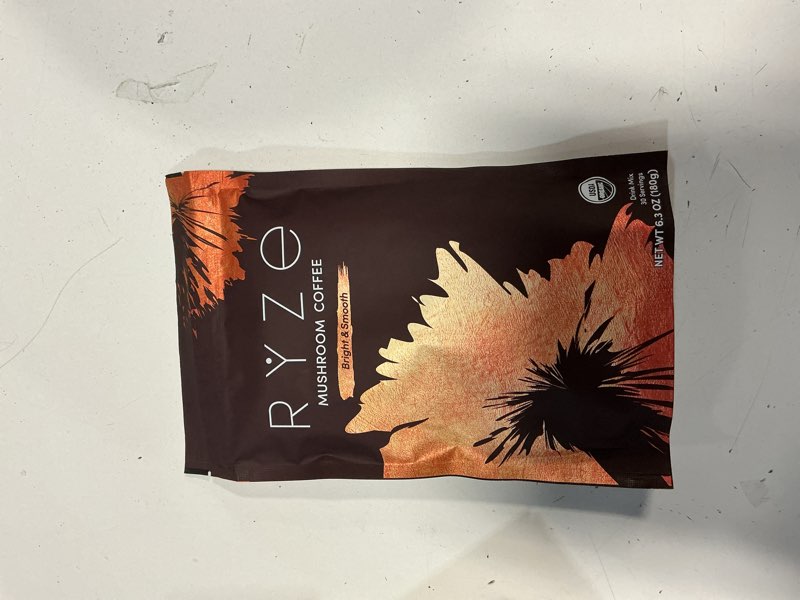 Condition photo showing Good Condition for ( bb/01/2028) ryze superfoods mushroom medium roast coffee usda organic with 6 adaptogenic mushrooms, usa grown instant coffee for better energy, focus digestion immunity with lions mane & turkey tail 30 servings