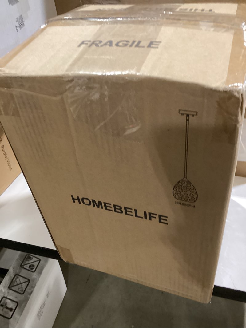 Condition photo showing Good Condition for Homebelife Colorful Amber Hammered Glass Pendant Light with Brass Gold Accent, Adjustable Hanging La