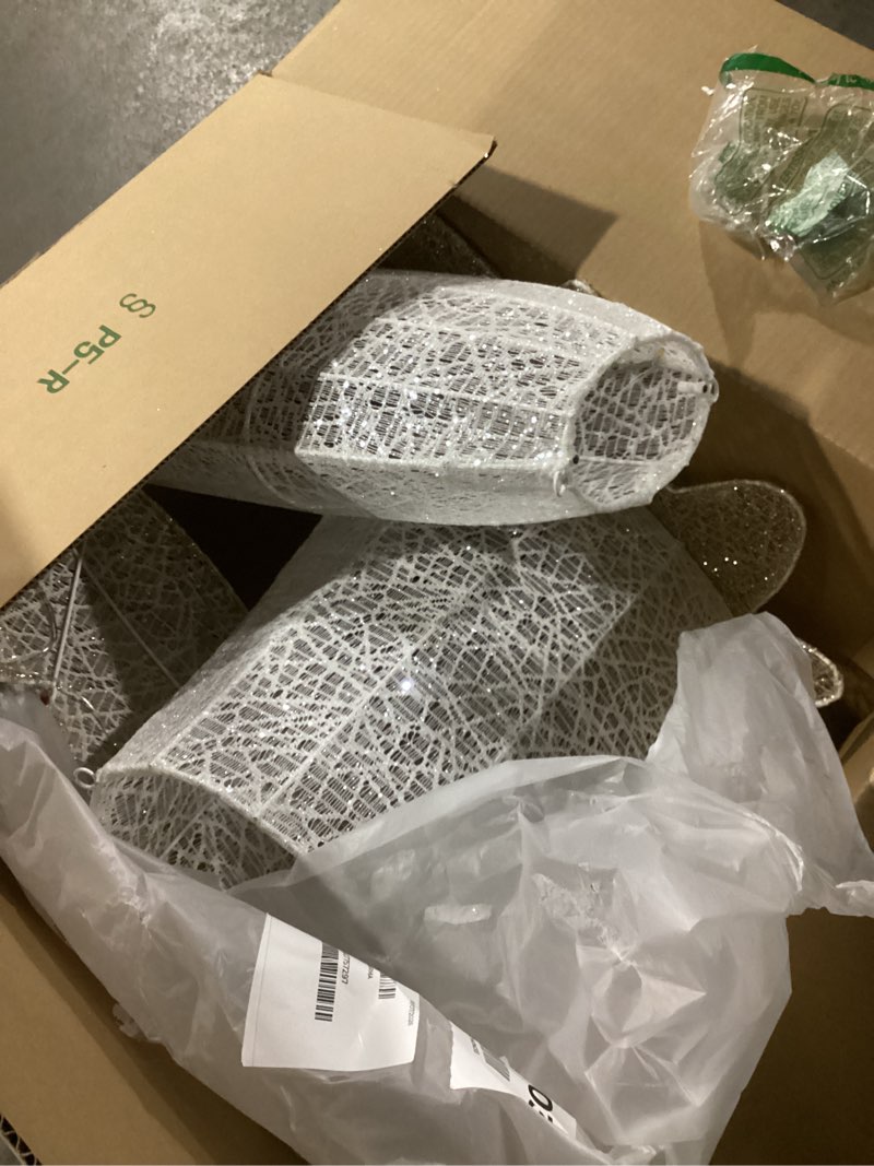 Condition photo showing As Is for 5 FT Christmas Angel Outdoor Decorations, 3D Pre-lit Glittered Angel with Bow and Ground Stakes Collapsible Winged Christmas Angel for Indoor Outdoor Garden Yard Lawn Holiday Display