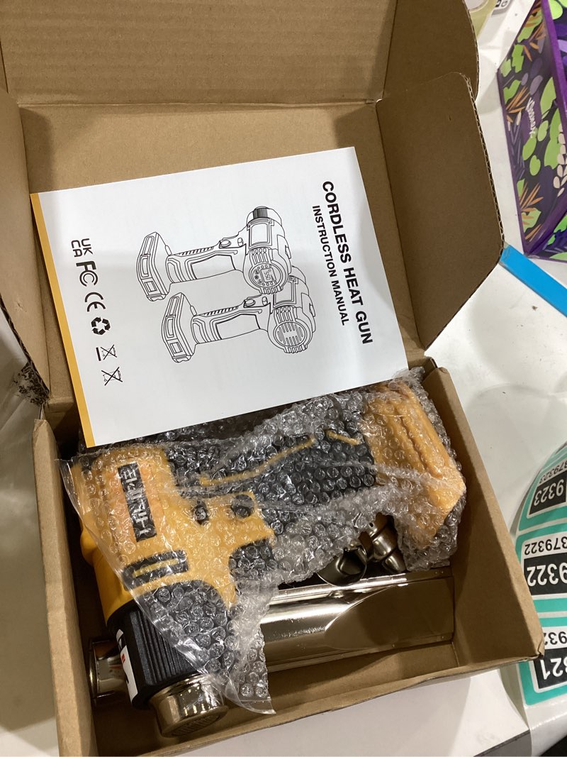 Condition photo showing Good Condition for Cordless Heat Gun for DeWALT 20v Battery,Lithium Hot Air Gun, 5 Nozzle Attachments,2-Temp Setting Max 1022°F(550°C),Heat Gun for Shrink Wrapping, Tube Bending (Tool Only, NO Battery) Ordinary