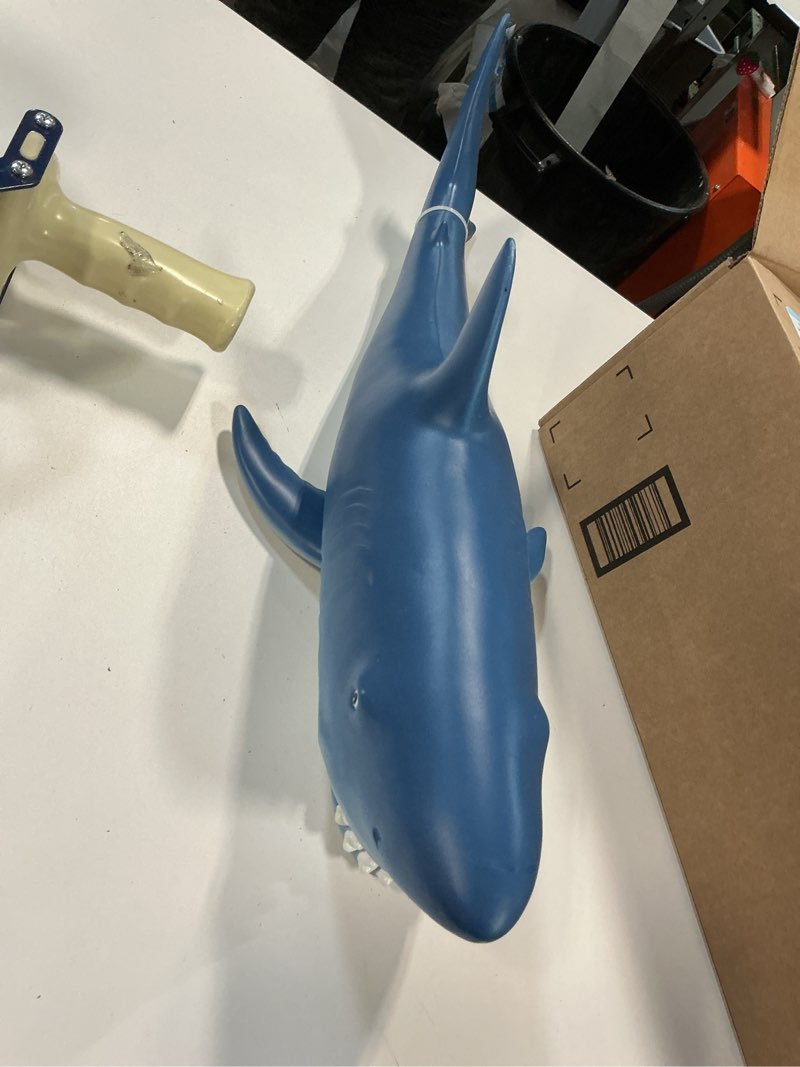 Condition photo showing As Is for Wow in The World 24" Jumbo Soft Great White Shark | Glow-in-The-Dark Eyes & Teeth | Kids Learning Through Play | Includes Shark Toy and Fun Fact Card