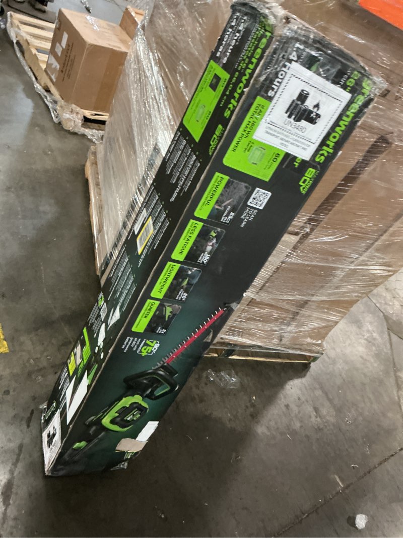 Condition photo showing As Is for greenworks 80v 26" brushless hedge trimmer with 2.0ah battery and 2a charger 26" (2.0ah)