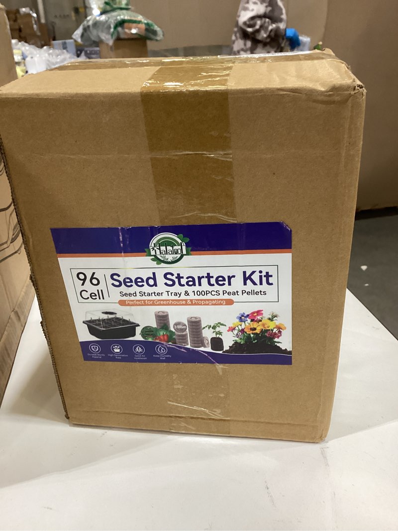 Condition photo showing New/Like New for Halatool 8 Pack Seed Starter Tray with 100 PCS Peat Pellets, 96 Cells Green Plant Germination Trays for Organic Seed Starter Soil Pods for Planting Vegetables Plants Flowers Herbs - Starting Seeds Kit 8 Set Green