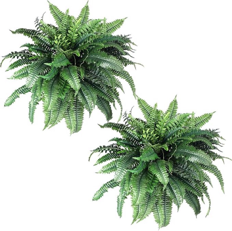 Jutom Artificial Ferns Outdoors Faux Boston Fern Bush 88 Long Silk Branch Large Fake Shrubs for House Office Garden Outdoors Indoor Decor Arrangement, 29.5 Inch(2 Pcs)