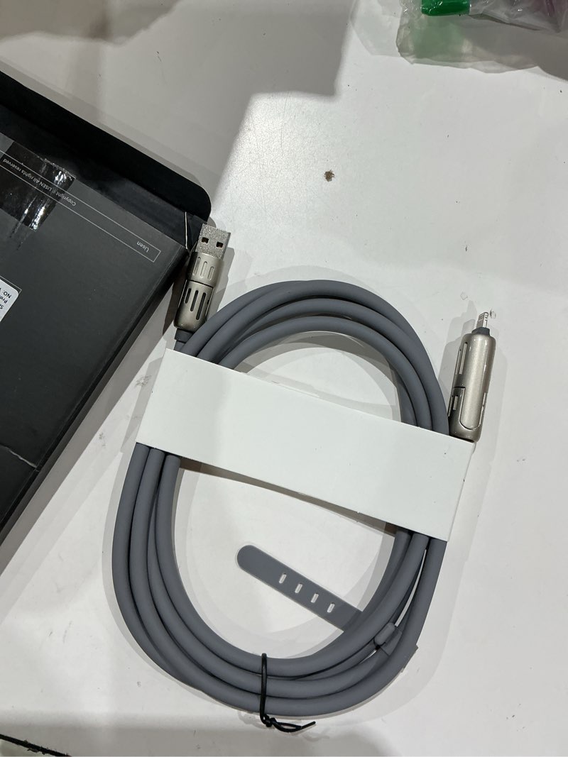 Condition photo showing Good Condition for lisen usb c to lightning cable, chubby sideways 240w stand data cable, 4 in 1 charging cable 6.6ft with light iphone charger cord for iphone 17 16 15 14 pro max/macbook pro/ipad/samsung s25/switch/ps5 6.6ft grey