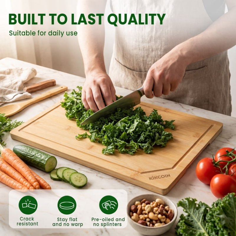 kikcoin bamboo cutting boards for kitchen