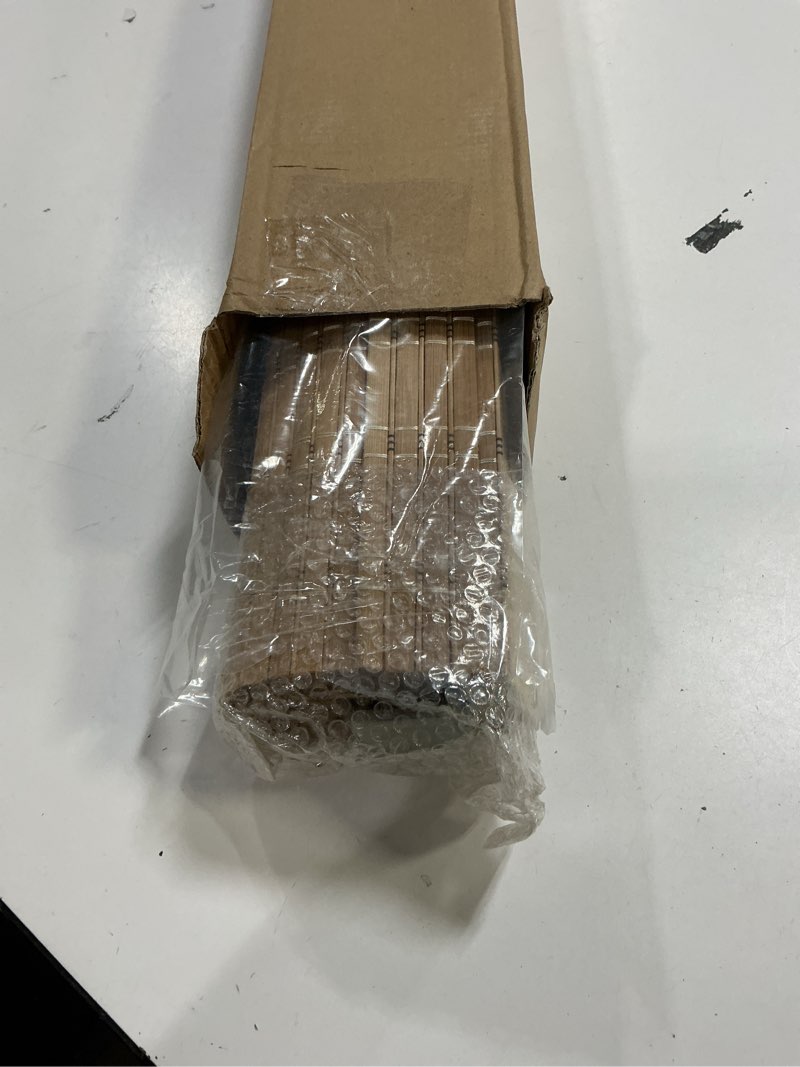 Condition photo showing Good Condition for LazBlinds No Tools No Drill Cordless Bamboo Roman Shades, Light Filtering Window Treatment, Roll Up Bamboo Blinds for Windows 22.5'' W x 64'' H, Brown Light Filtering-brown206 22.5" W x 64" H