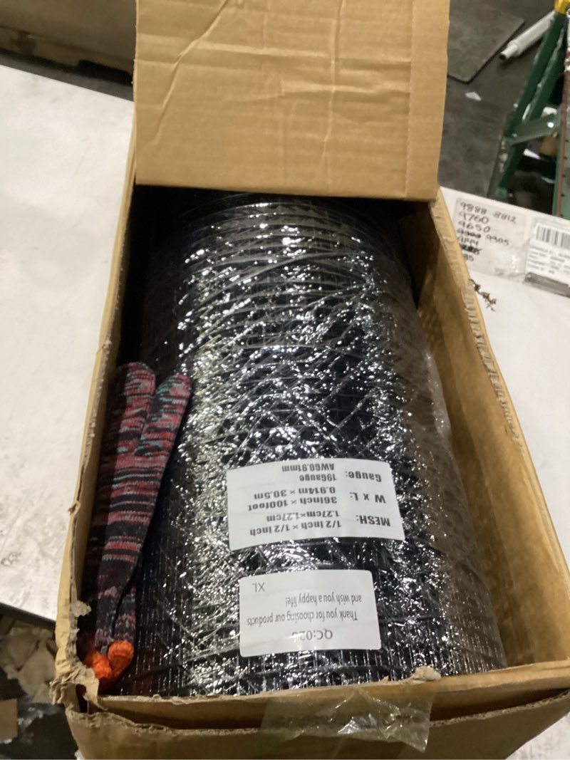 Condition photo showing New/Like New for black hardware cloth 1/2 in 36 x 100 ft 19 gauge - black vinyl coated wire mesh roll chicken wire fencing wire fence rolls 1/2" x 1/2" 36" x 100' black