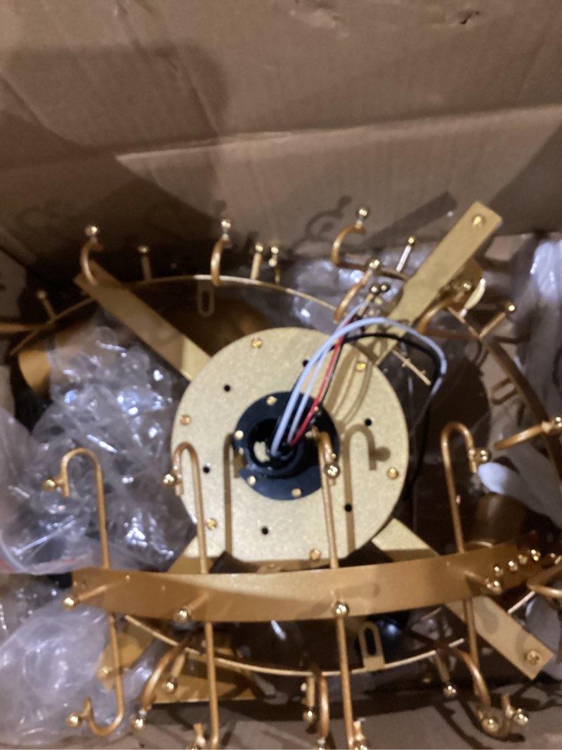 Condition photo showing As Is for Modern Gold Crystal Fandelier Ceiling Fans with Lights and Remote,Chandelier Fan for Girl's Bedroom,Living Room Golden