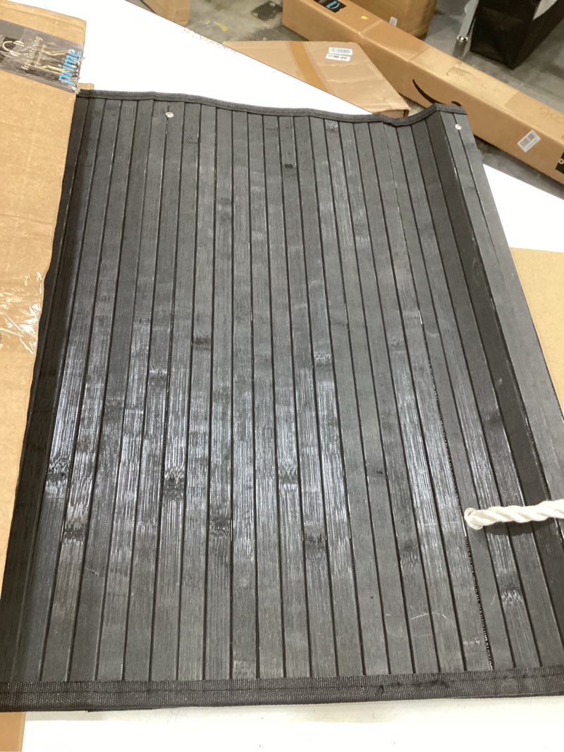 Condition photo showing As Is for queensell bamboo rug – bamboo bathroom accessories area rug – bath mat – bathroom rugs – runner small rug 17" x 24" dark brown