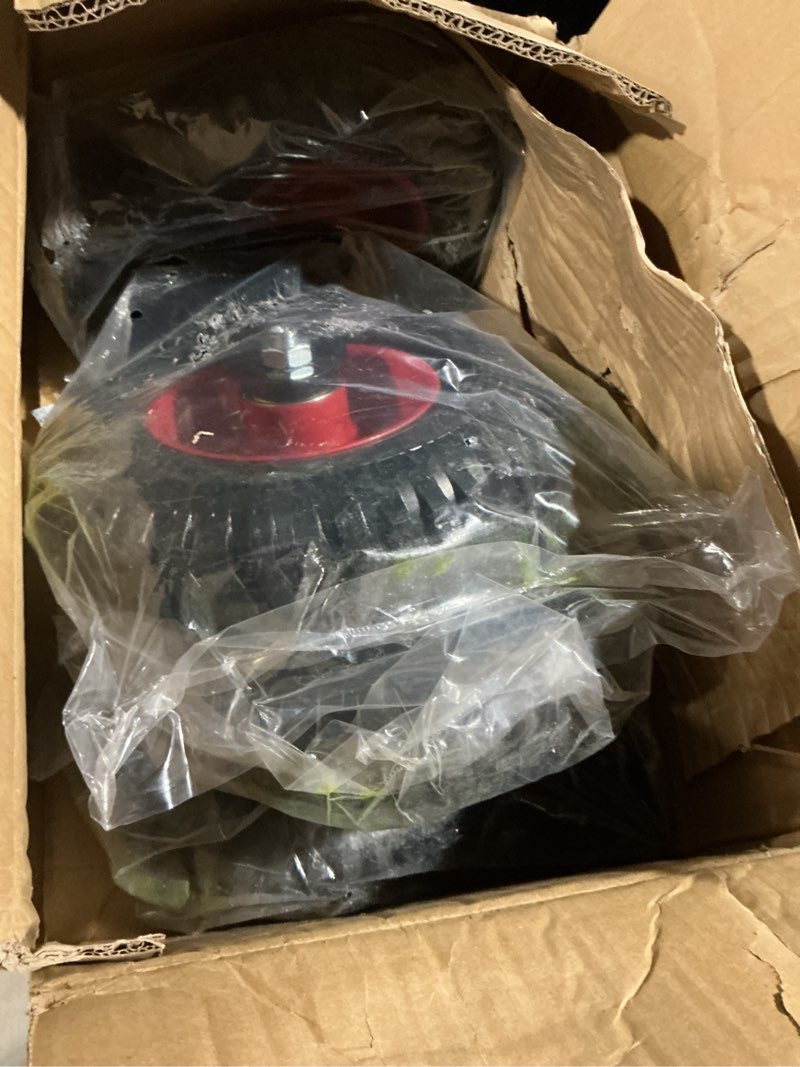Condition photo showing Good Condition for powertec 8 inch caster wheels set of 4 (2 swivel & 2 fixed), heavy duty casters w/rubber knobby tread for workbench, dolly, cart, trolley, wagon, toolbox, chicken coop, large castor wheels (17055v) 8", 2 swivel & 2 fixed