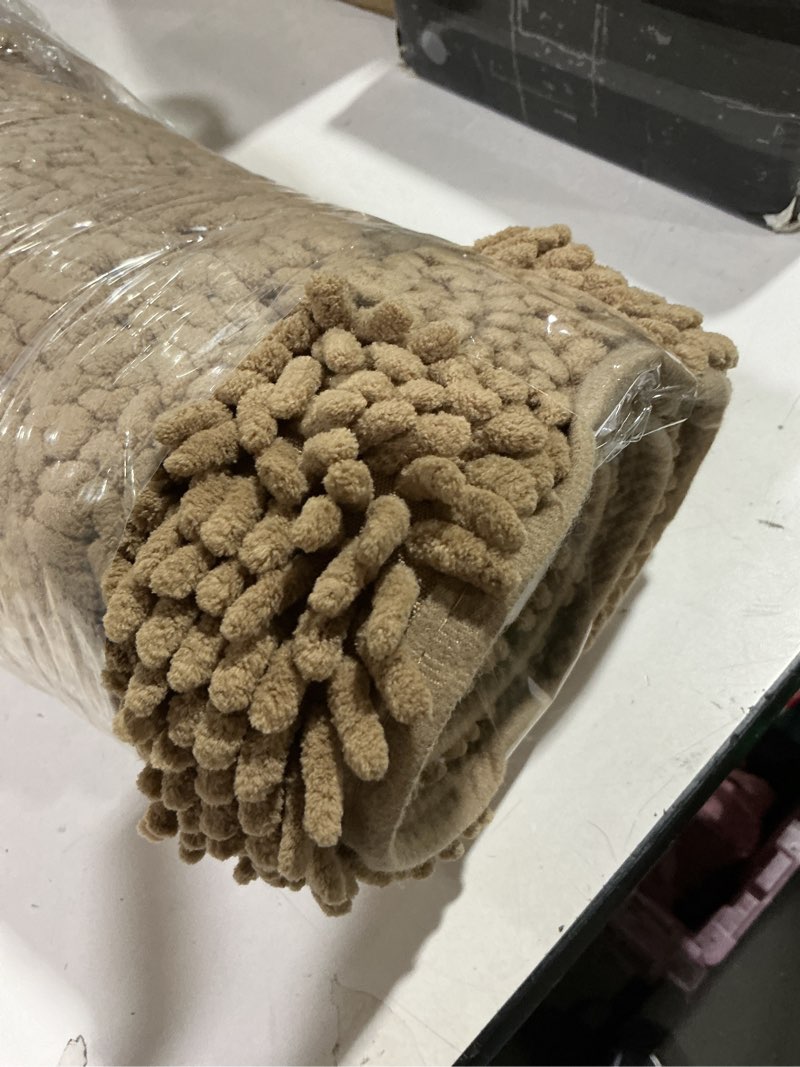 Condition photo showing Good Condition for OLANLY Dog Door Mat for Muddy Paws 48x30, Absorbs Moisture and Dirt, Absorbent Non-Slip Washable Doormat, Quick Dry Chenille Mud Mat for Dogs, Entry Indoor Entryway Carpet for Inside Floor, Beige Beige Solid 48" x 30"