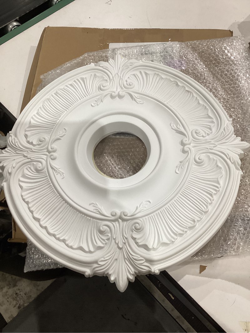Condition photo showing Good Condition for 2 piece ))))18\"od x 4\"id x 5/8\"p attica ceiling medallion (fits canopies up to 5\") primed