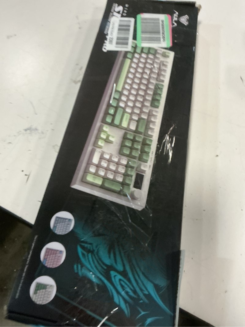 Condition photo showing New/Like New for epomaker aula s102 pro membrane gaming keyboard with tft screen, volume knob & number pad, bt/2.4g/usb, rgb backlit, creamy silicone structure, silent keyboard for pc game/office (pink)