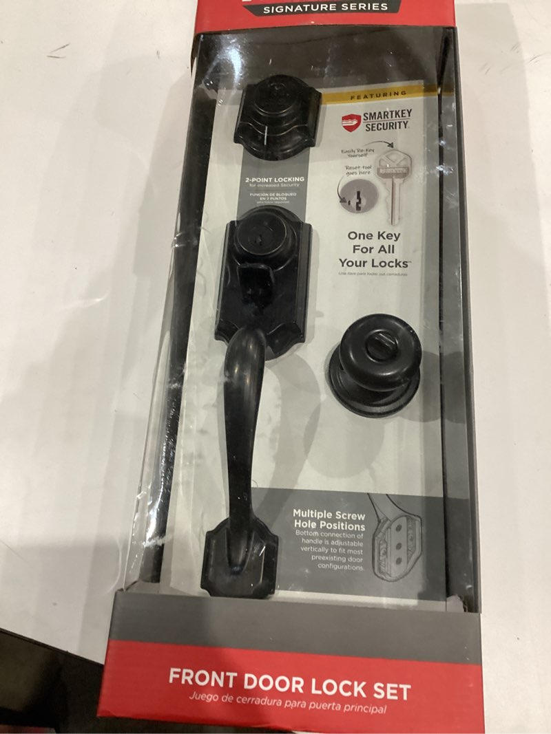Condition photo showing New/Like New for kwikset montara venetian bronze single cylinder door handleset with juno entry door knob featuring smartkey security
