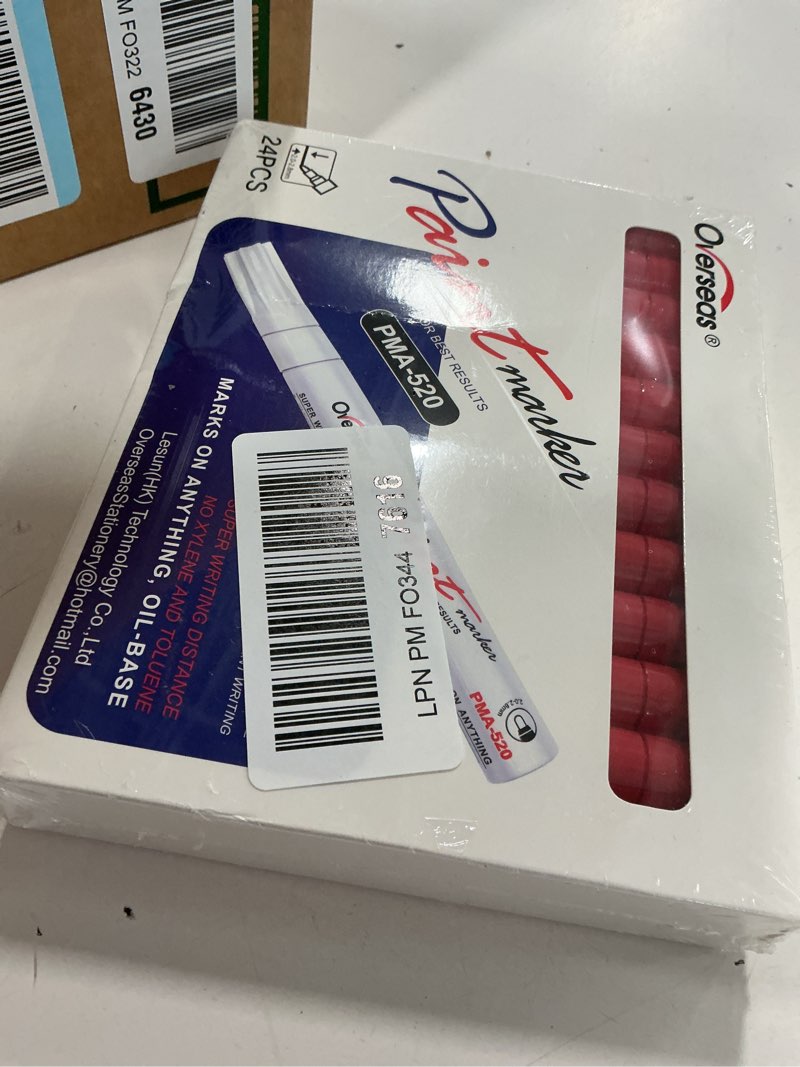 Condition photo showing New/Like New for overseas red paint pens permanent markers 24 pcs, oil based paint markers set, quick drying, waterproof, medium tip marker pens for metal, rock, wood, plastic, canvas, glass, stone, rubber, paper