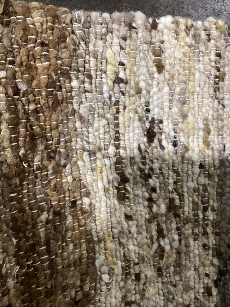 Condition photo showing Good Condition for town & country terra montana textured border handcrafted 100% wool runner area rug, beige/light brown, 2'5"x7"