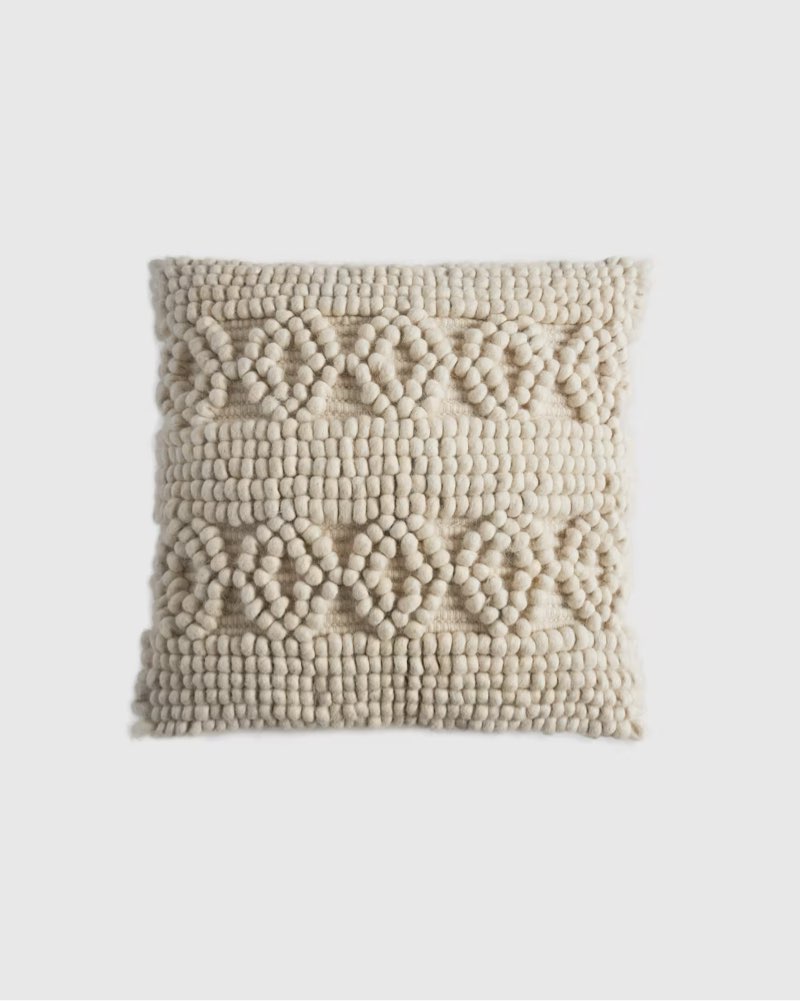 kai wool pillow cover, ivory 20x20