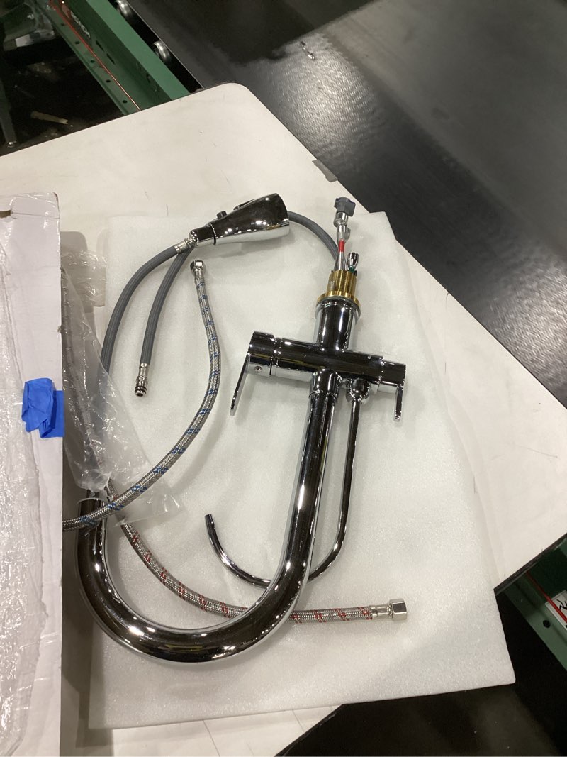 Condition photo showing New/Like New for Kitchen Sink Faucet with Pull - Down Sprayer, 2 - Handle 3 - in - 1 Kitchen Sink Filter Faucet, Cold and Hot Mixer Drinking Water Faucet (Chrome-02)