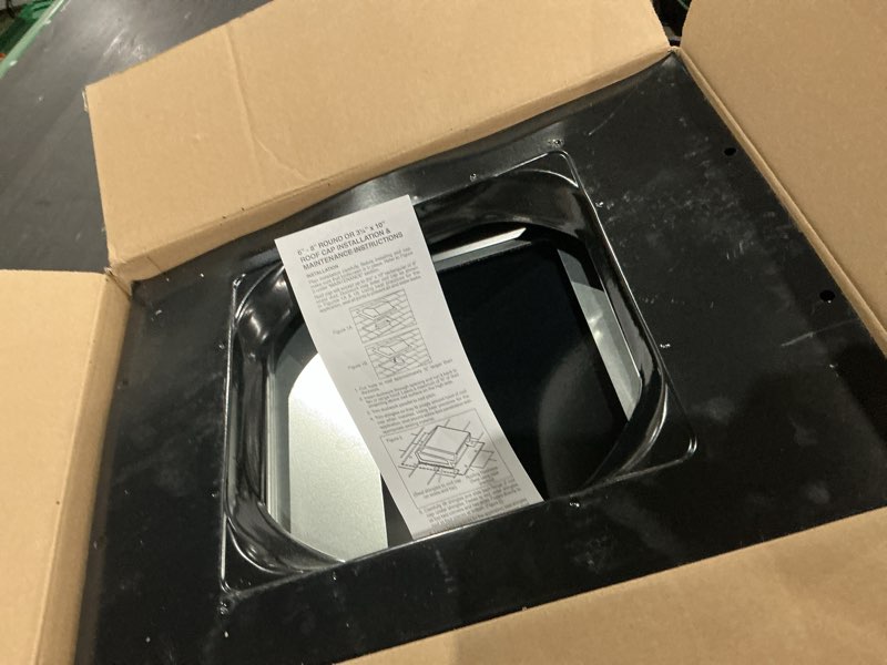 Condition photo showing As Is for broan-nutone 8 in. d black steel roof vent