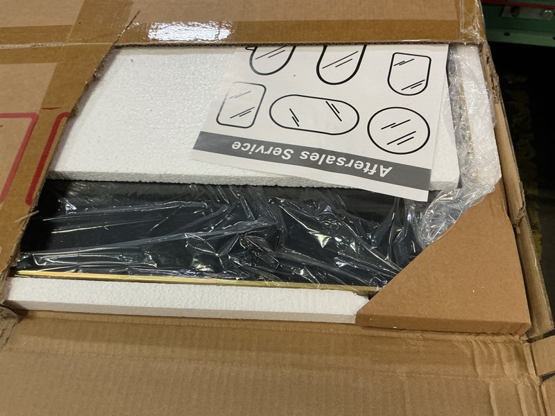 Condition photo showing Good Condition for delma bathroom mirror, black framed bathroom mirror for over sink, high-definition vanity mirror, versatile mirror for bathroom, hangs horizontally or vertically(30x20, gold) rect gold 30"l x 20"w