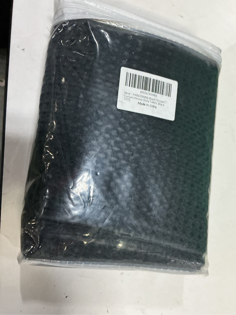 Condition photo showing New/Like New for black shower curtain 256gsm heavy duty waffle woven bathroom shower curtains, weighted fabric for hotel spa luxury polyester bath curtain with 12 hooks, 72wx72h 72"w x 72"l (pack of 1) black
