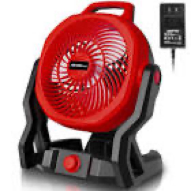 battery powered fan compatible with milwaukee m18 18v battery, 750 cfm cordless jobsite fan with ac 