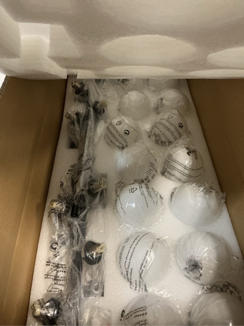 Condition photo showing New/Like New for Glass Globe Sputnik Chandelier, 16-Light Mid Century Modern Light Fixture Over Table, Linear Chandeliers for Dining Room, Kitchen Island, Nickel and Milk White Bubble, 40 Inch, GC-02