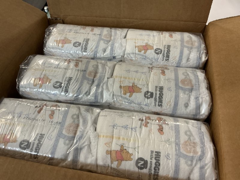 Condition photo showing New/Like New for Huggies Size Newborn Diapers, Little Snugglers Baby Diapers, Size Newborn (up to 10 lbs), 144 Count, Packaging May Vary
