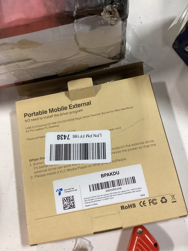 Condition photo showing Good Condition for External CD/DVD Drive for Laptop, DVD Player for Laptop, 8 in 1 USB 3.0 Ultra-Slim Portable, CD Burner External Disk Drive Optical Compatible with Desktop Mac,Windows 11/10/8/7 Linux Black