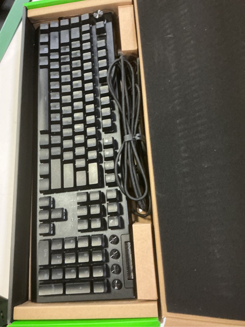 Condition photo showing Good Condition for Razer BlackWidow V4 Pro Wired Mechanical Gaming Keyboard: Green Switches Tactile & Clicky - Doubleshot ABS Keycaps - Command Dial - Chroma RGB - Magnetic Wrist Rest - Snap Tap (Renewed) Green Switches - Tactile & Clicky