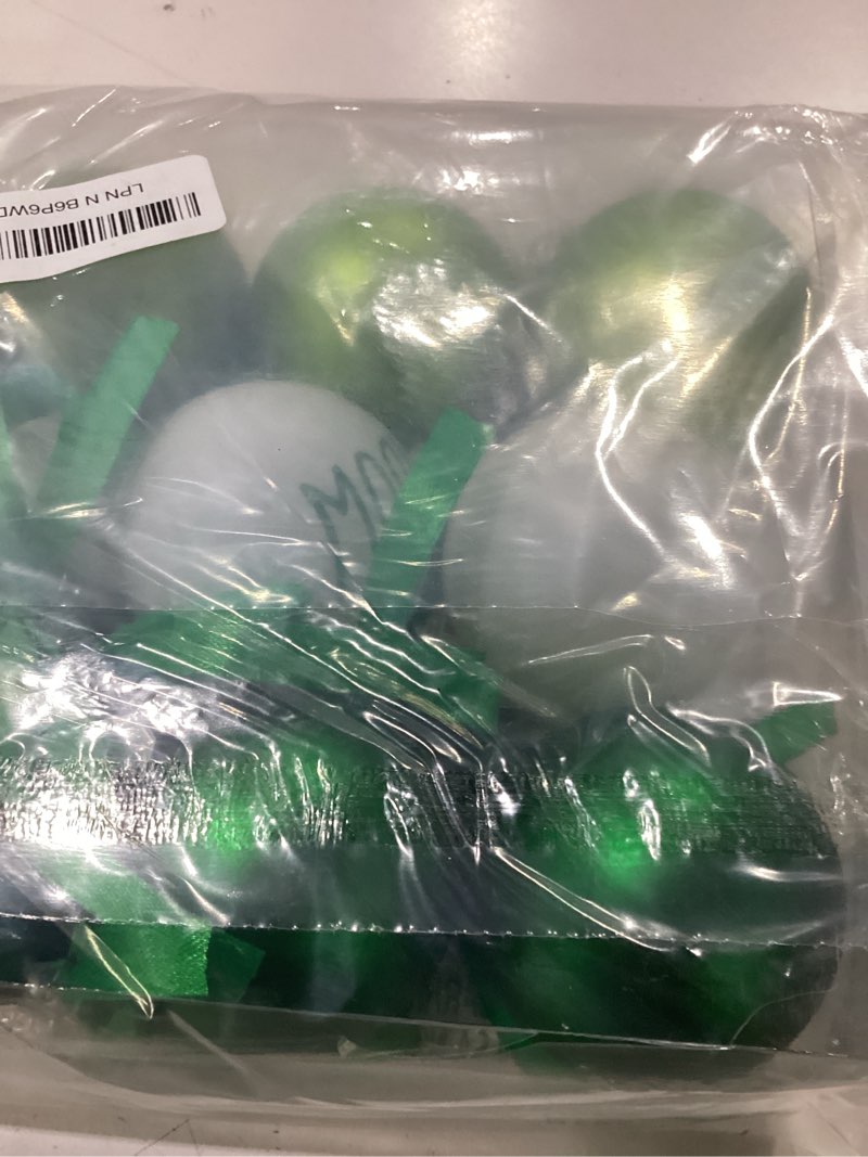 Condition photo showing New/Like New for 12 Pieces St. Patrick's Shamrock Hanging Ball Ornament Irish Good Luck Clover Ball Decorations St. Patrick's Green Shamrock Baubles for St. Patrick's Day Irish Party Tree Decor