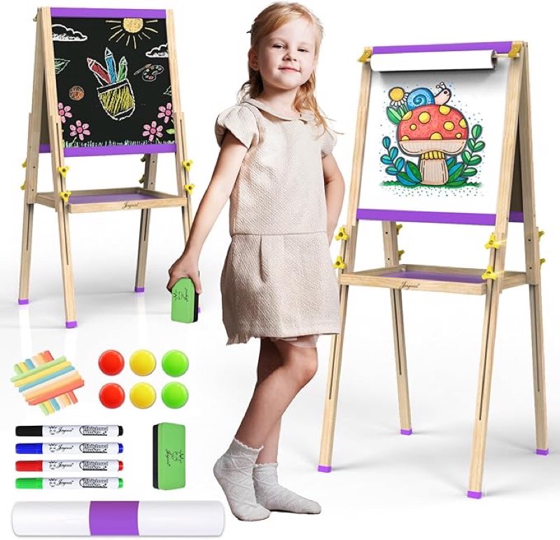 joyooss easel for kids art easels for toddlers,adjustable magnetic whiteboard chalkboard for kid dry