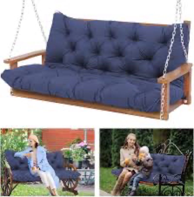 DANGHOOGY Porch Swing Cushions, Waterproof Swing Cushions Replacement with Backrest, Outdoor Swing B
