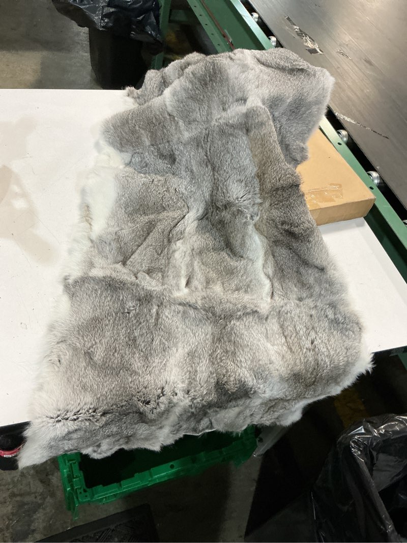 Condition photo showing Good Condition for natural rabbit fur sofa bed throw blanket,rug,rabbit pelt skin fur blankets/plates furry soft warm lush throw home decoration reprocessed diy materials (21.65" x 43.3" grey)