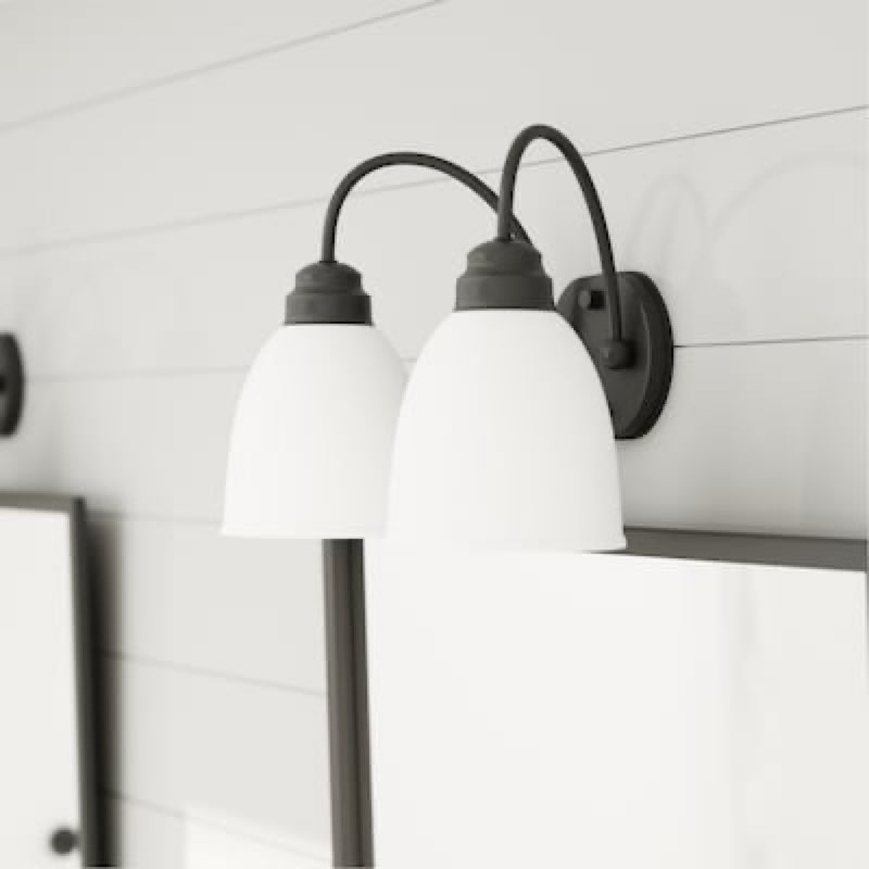  Project Source Wynfield 12.32-in 2 Light Matte Black Traditional Bathroom Vanity light