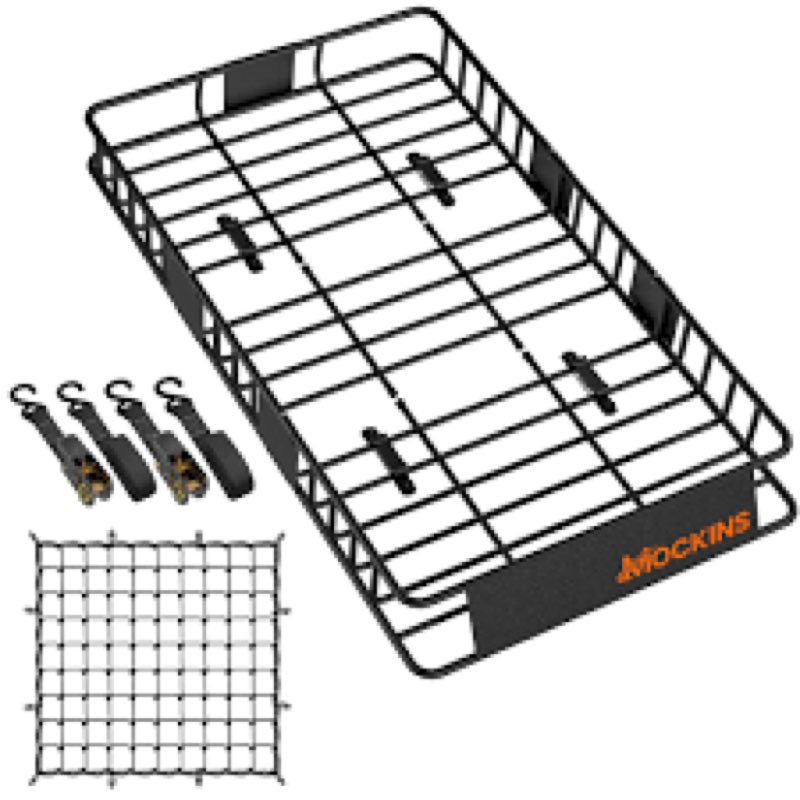 Mockins Anti Rust Roof Cargo Basket |64"x39"x6" Roof Rack Cargo Basket with 16 Cu Ft Waterproof Cargo Bag |250lb Roof Basket Cargo Carrier |Extendable Cargo Roof Rack Basket | Roof Rack Cargo Carrier Anti-Rust Black