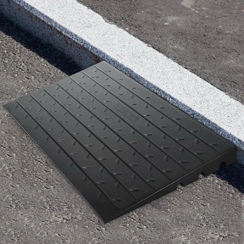 rubber threshold ramp 7.87 inch rise, wheelchair rubber door ramp with non-slip surface, home step r