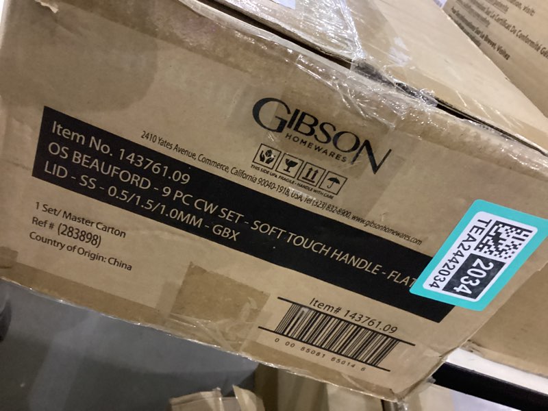 Condition photo showing New/Like New for Oster Beauford 9-Piece Stainless Steel 5-Ply Encapsulated Base Cookware Set – Non-Toxic, Induction Compatible Pots and Pans with Stay-Cool Handles – Dishwasher Safe 3 Quarts