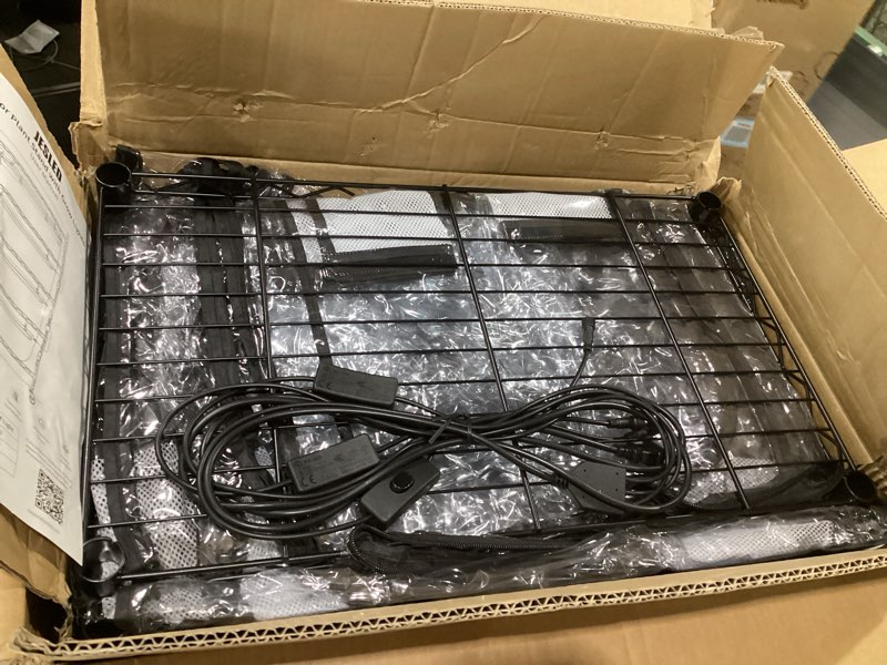 Condition photo showing Good Condition for jesled indoor greenhouse with grow light, 3ft full spectrum 5000k led light for seed starting, tiered lighting control, built-in timer & thermo-hygrometer, rolling metal plant stand (35.4x13.8x59in) 35.4x13.8x59in w/tent